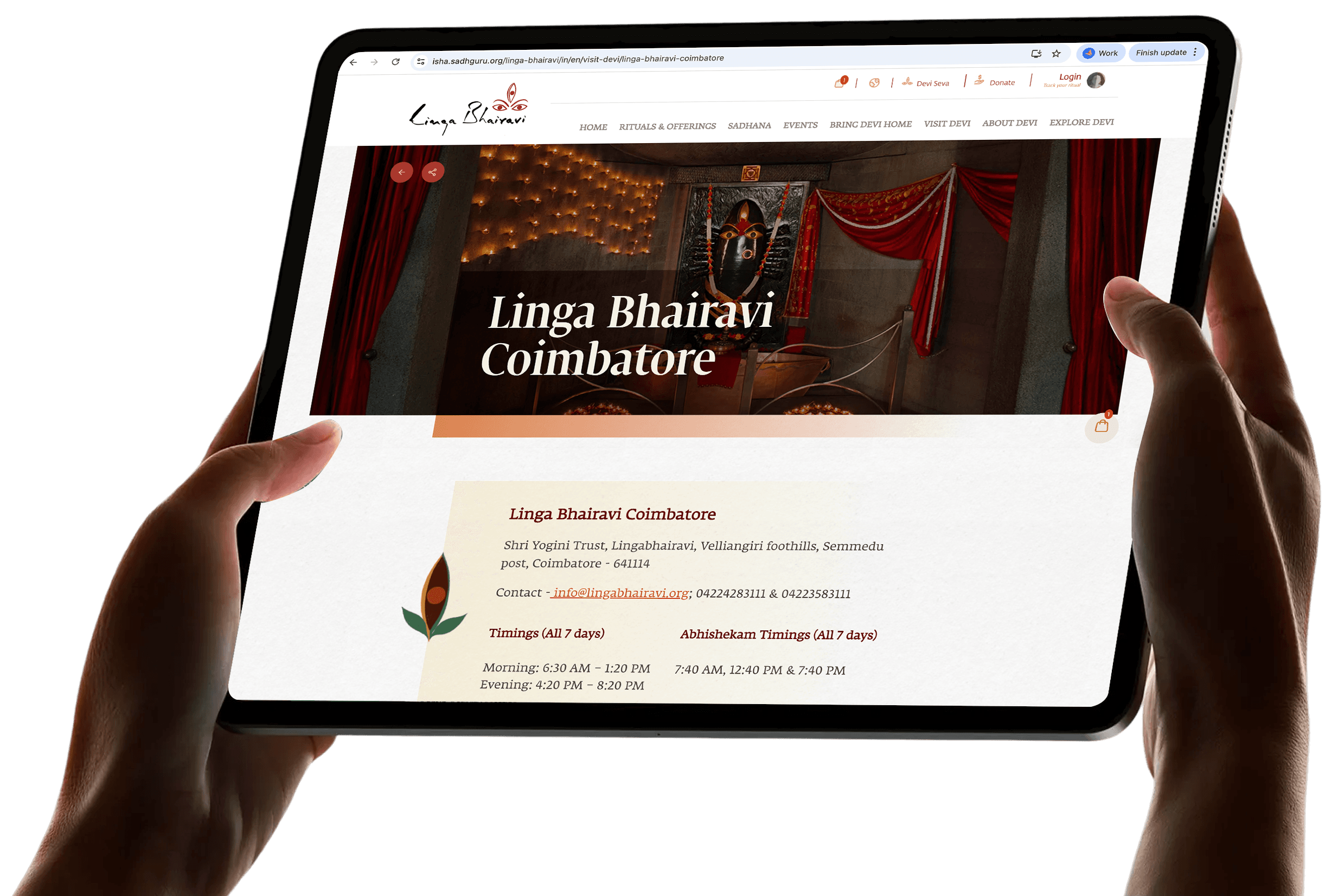 Isha platform on tablet