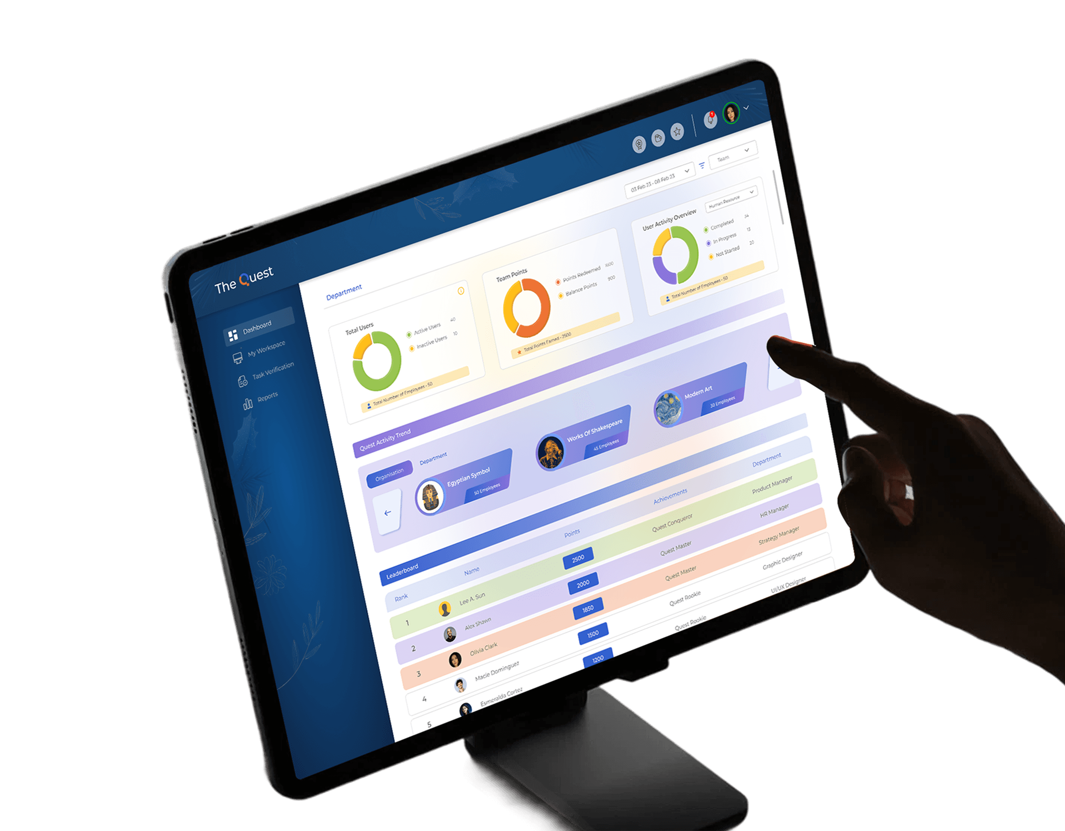 Quest platform on tablet